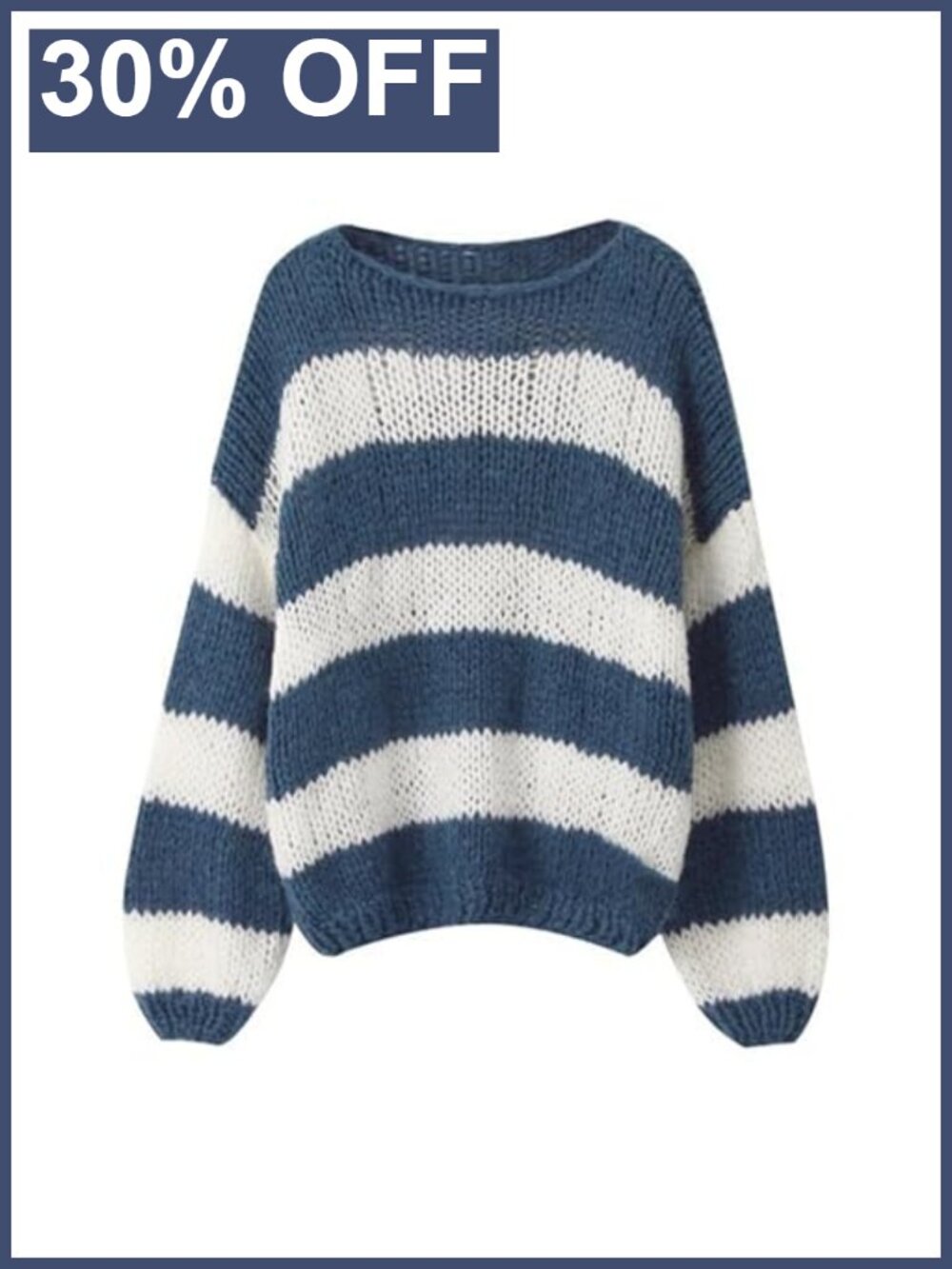 Womens Oversized Color Block Striped Crewneck Knit Sweater Long Sleeve